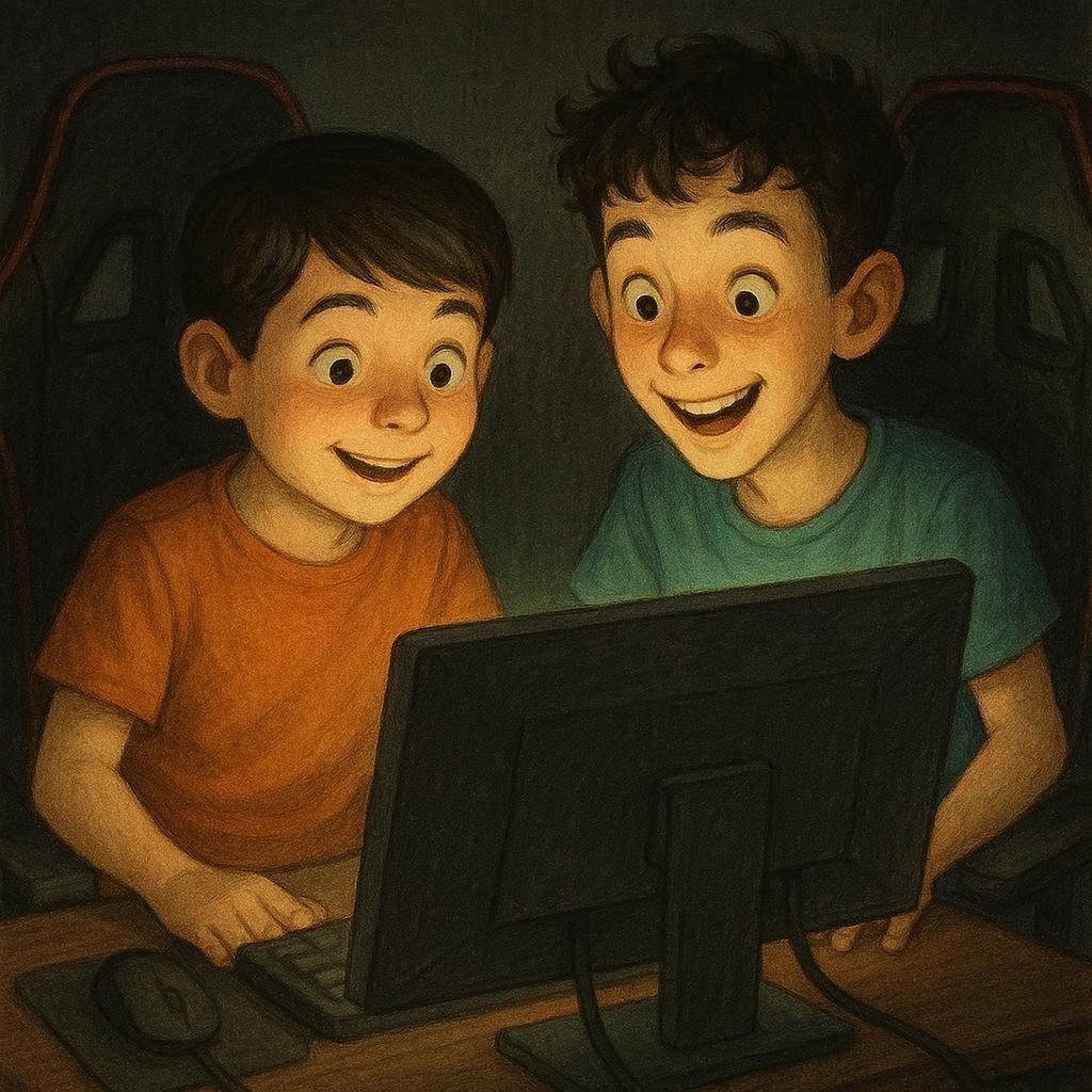 Francisquinho e Manel a jogar online